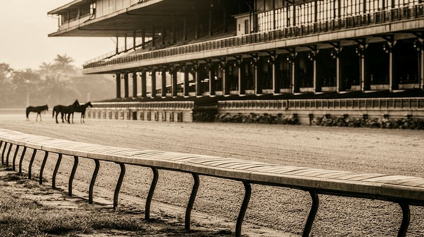 Tribunas e pista de um hipódromo
